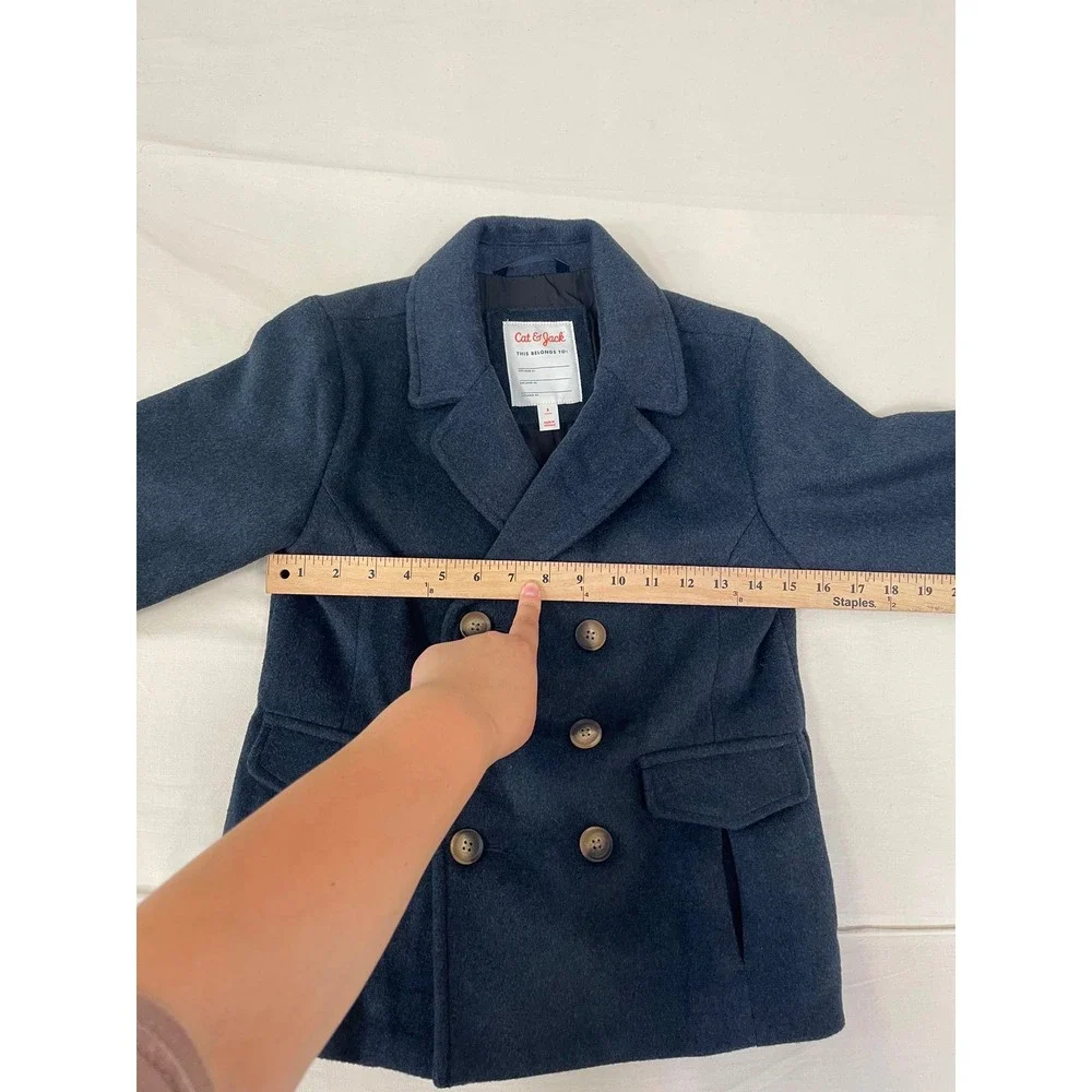 Cat & Jack Girls' Navy Blue Double-Breasted Peacoat Size S New with Tags